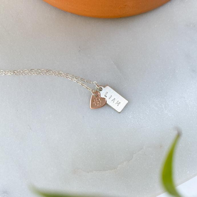 Custom Hand-Stamped Dog Mom Necklace